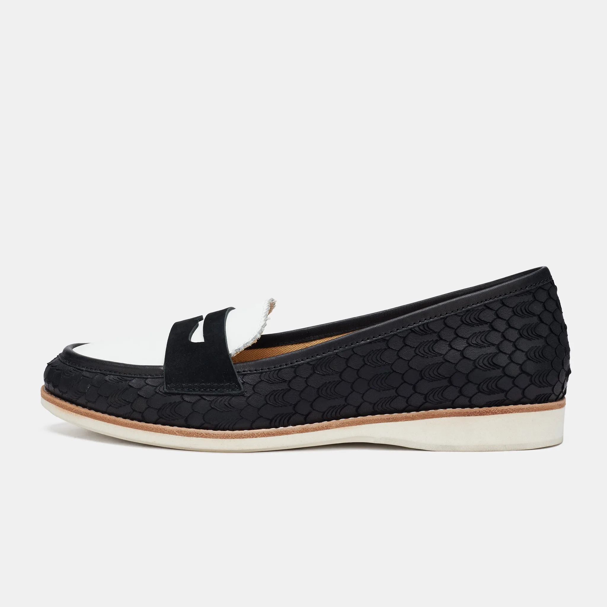 Penny Loafer Black Geo / White