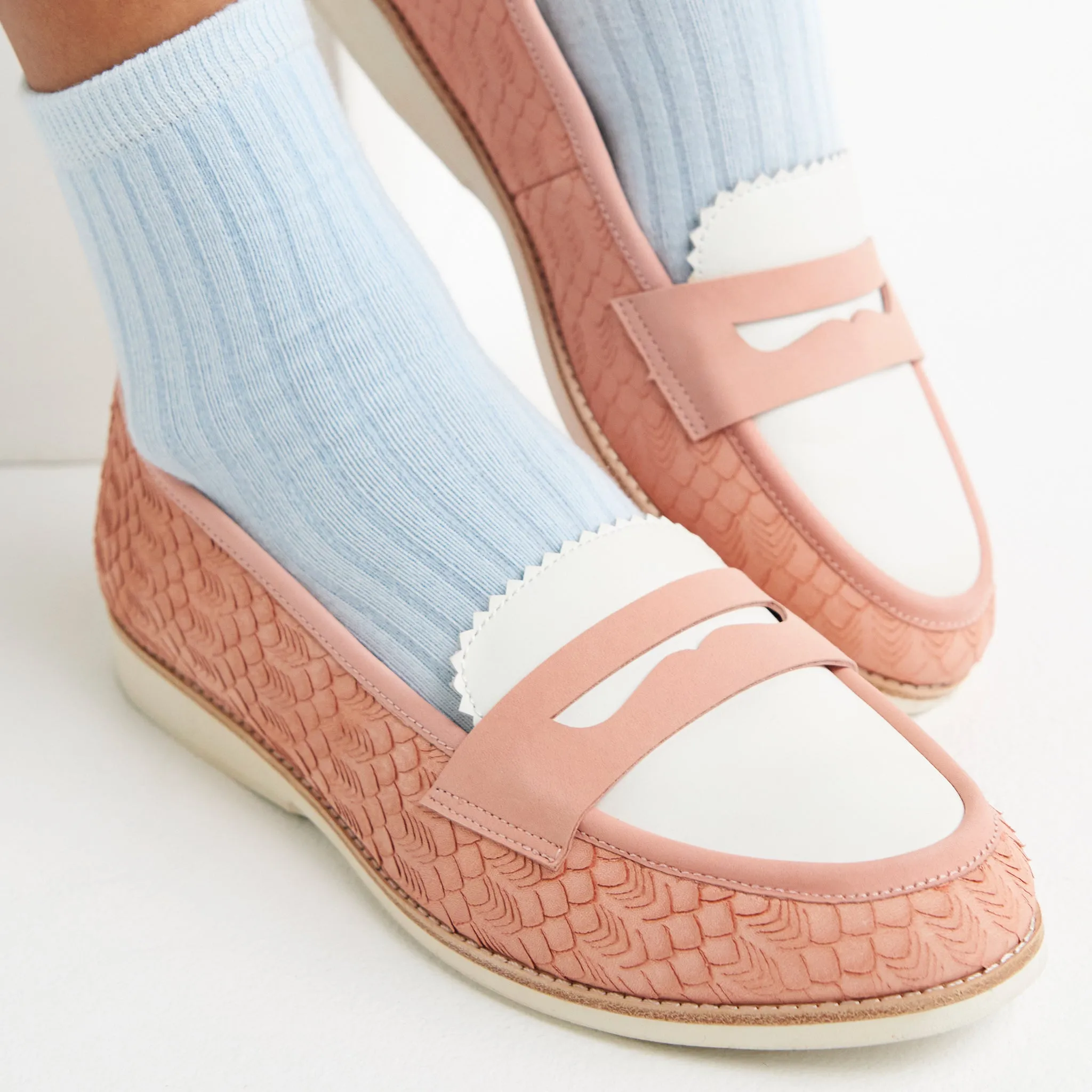 Penny Loafer Pink Geo / White