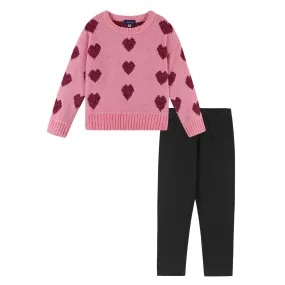 Pink Hearts Sweater Set