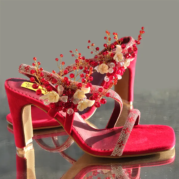 Red Fancy & Stylish Heel Sandal for women