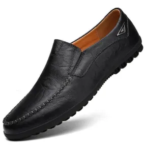 Stitched Casual Leather Loafer Shoes