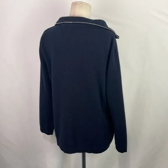 StJohnBlack Cashmere Crystal Zip Top