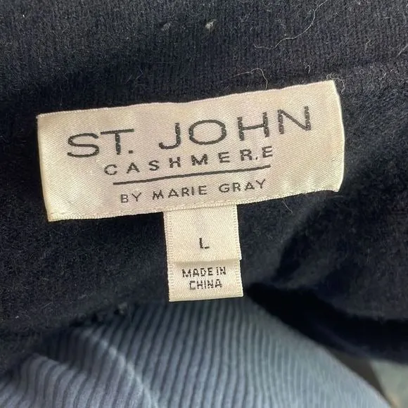 StJohnBlack Cashmere Crystal Zip Top