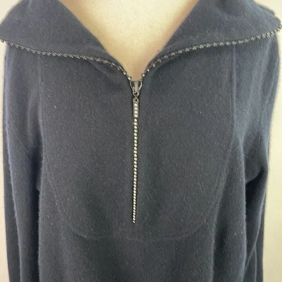 StJohnBlack Cashmere Crystal Zip Top