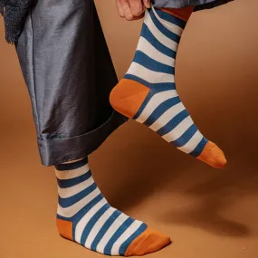 Striped Mid-Calf Length Socks Men's Cotton Socks