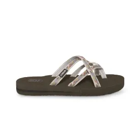 Teva Olowahu Waterfall Antique Gold Flip Flops - Women's