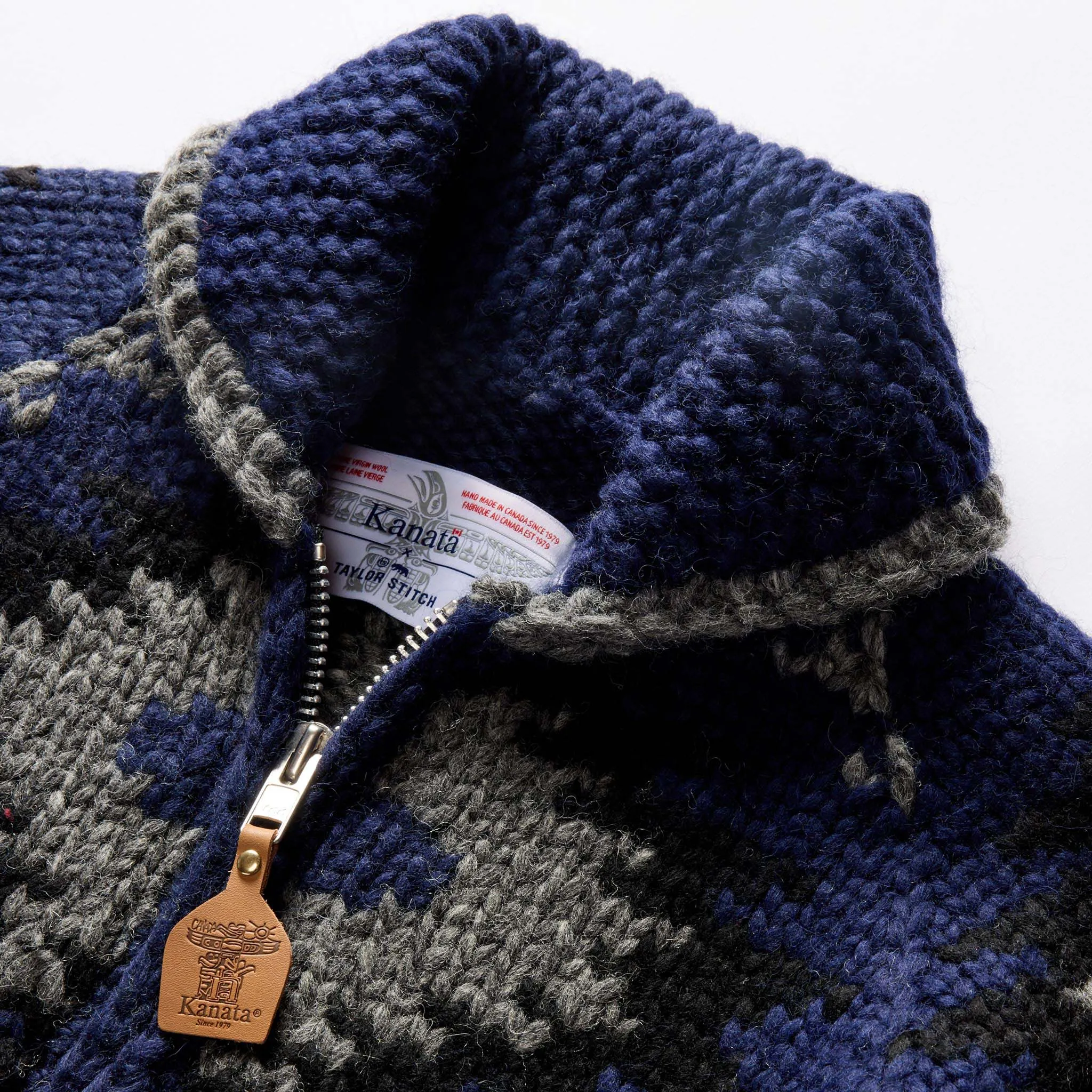 The Seawall Hand-Knit Sweater in Navy Kilim