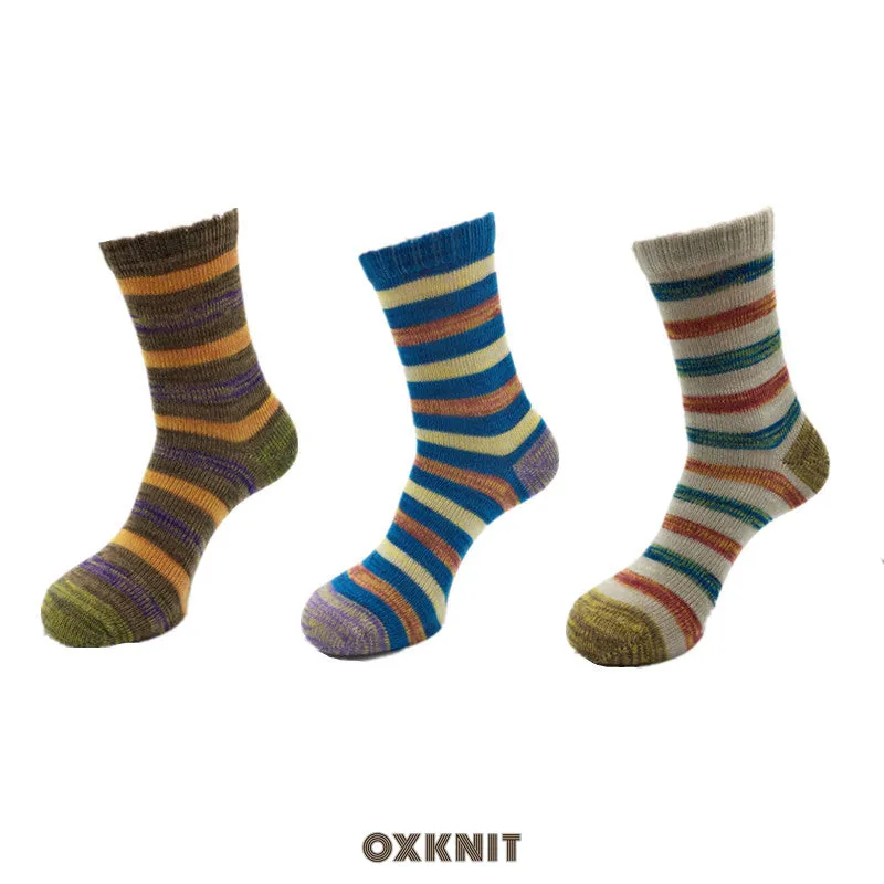 Thick Thread Color Stripes Mid-Calf Length Men's Socks Cotton Socks Retro Casual Cotton Socks