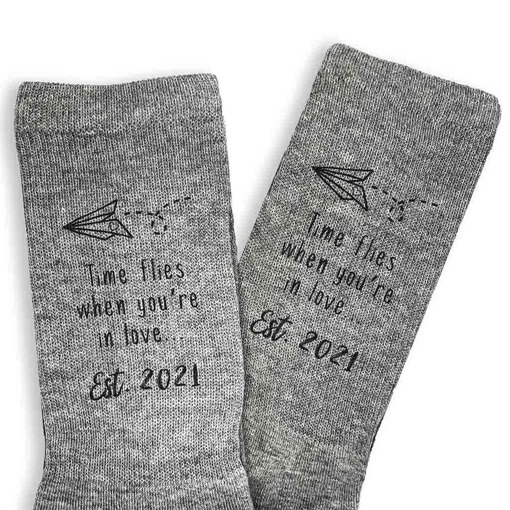 Time Flies - 2nd Anniversary Cotton Socks for Him