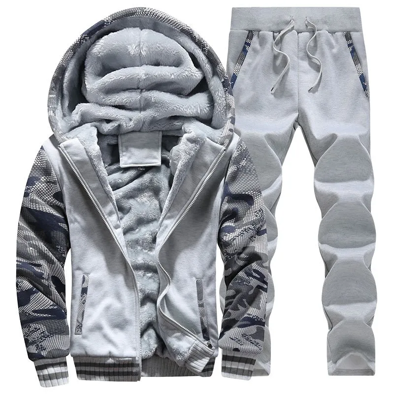 Tracksuit Men Sporting Fleece Thick Hooded Brand-Clothing Casual Men