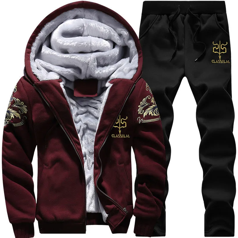 Tracksuit Men Sporting Fleece Thick Hooded Brand-Clothing Casual Men