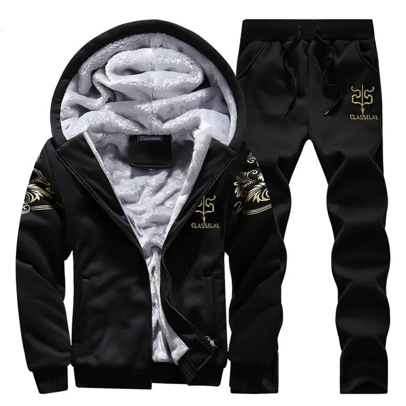 Tracksuit Men Sporting Fleece Thick Hooded Brand-Clothing Casual Men