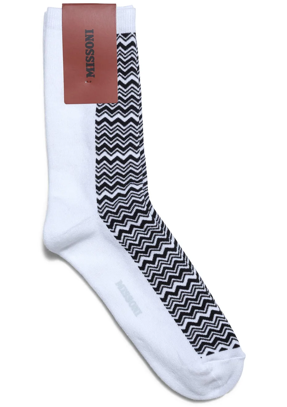 Two Tone Chevron Socks Black White