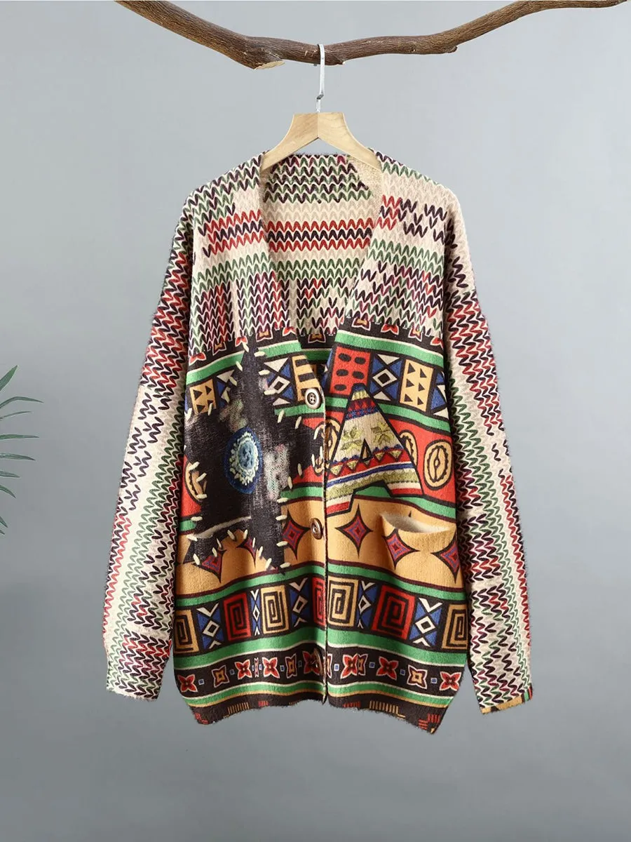 Women Ethnic Spring Knitted Cardigan Sweater SC1054