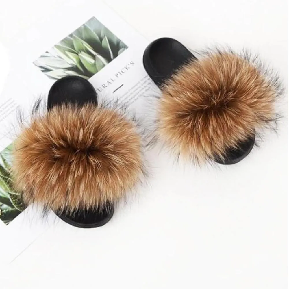 Women Luxury Fox Fur Slippers