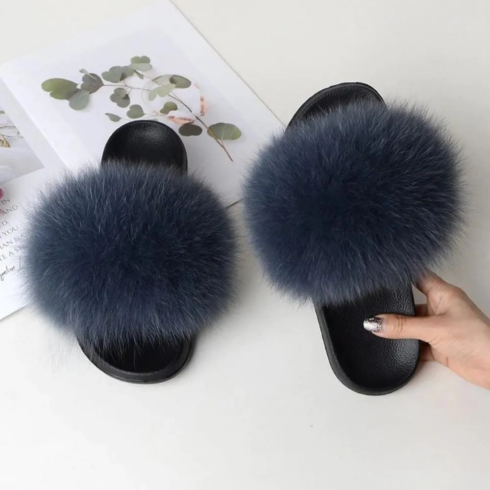 Women Luxury Fox Fur Slippers