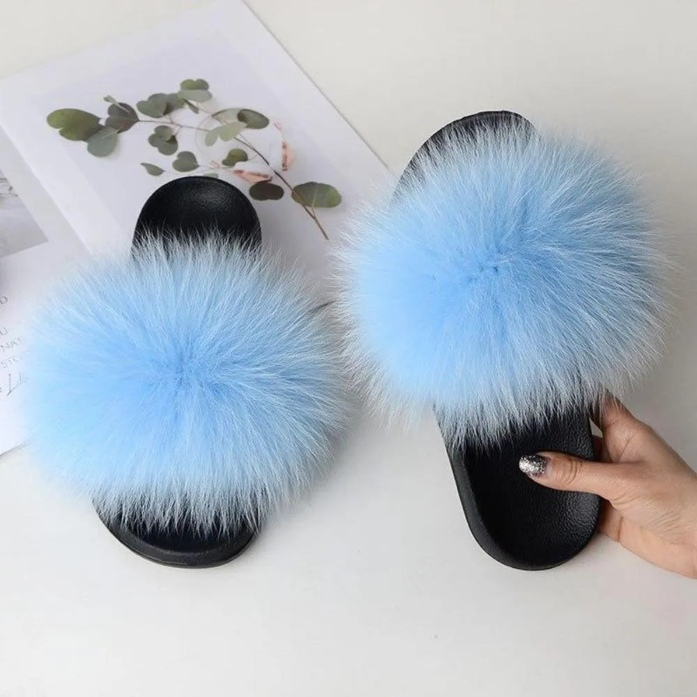 Women Luxury Fox Fur Slippers