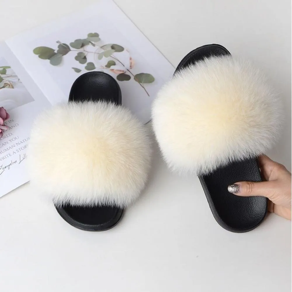 Women Luxury Fox Fur Slippers