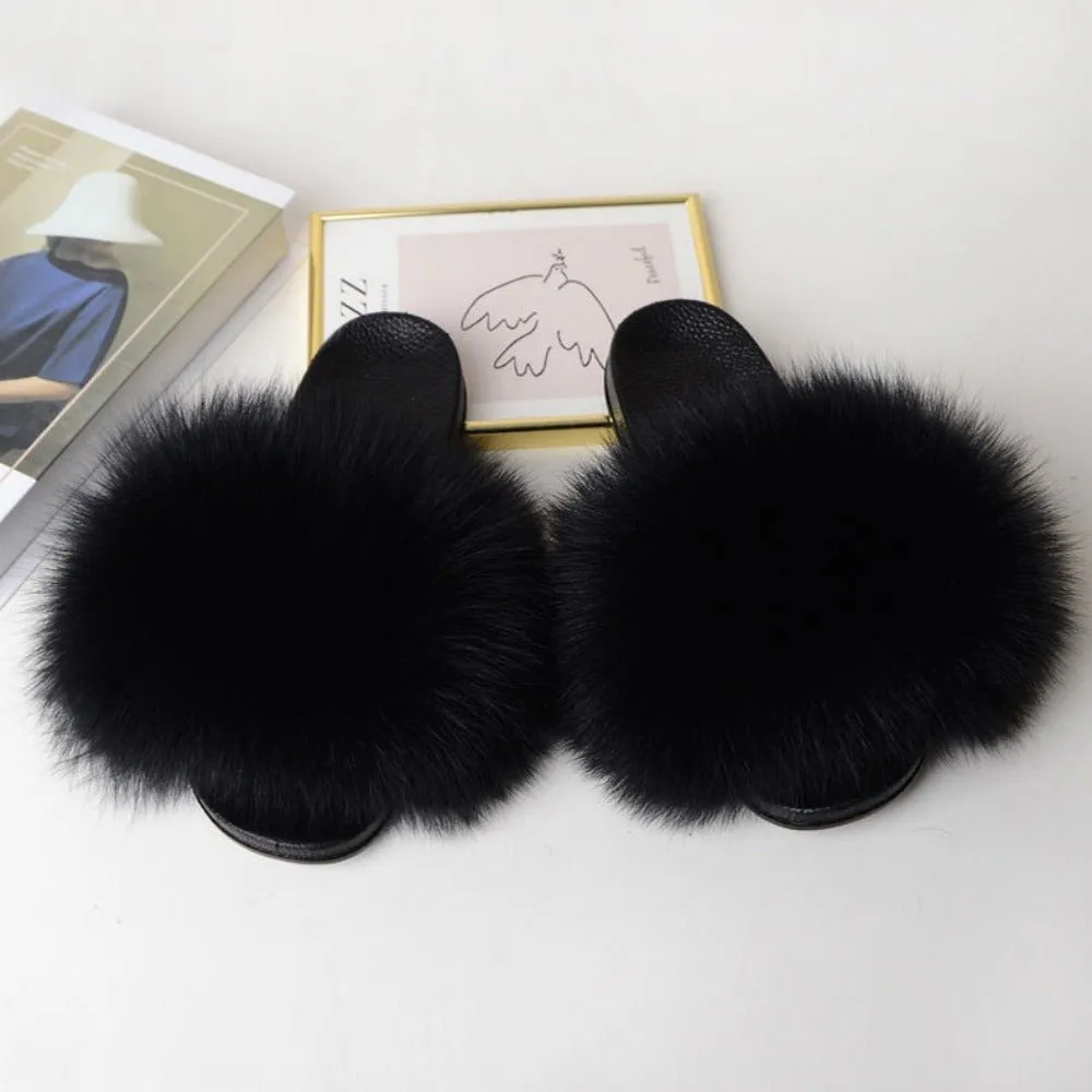 Women Luxury Fox Fur Slippers