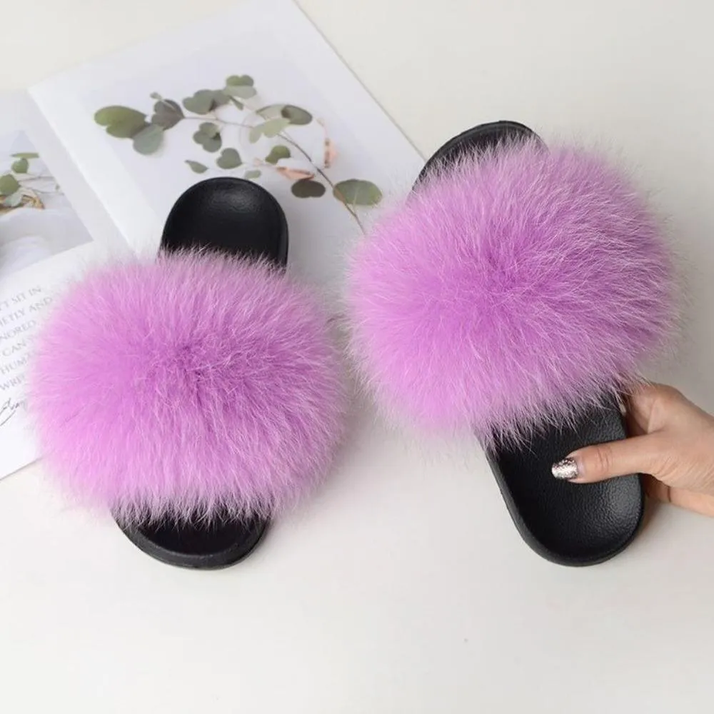 Women Luxury Fox Fur Slippers