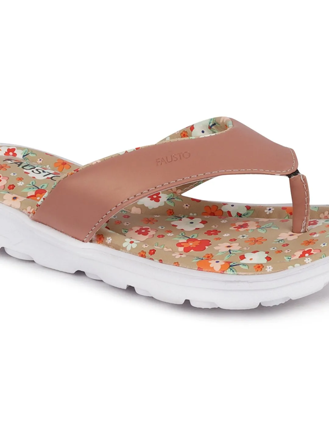 Women Pink Floral Slippers & Flip Flops