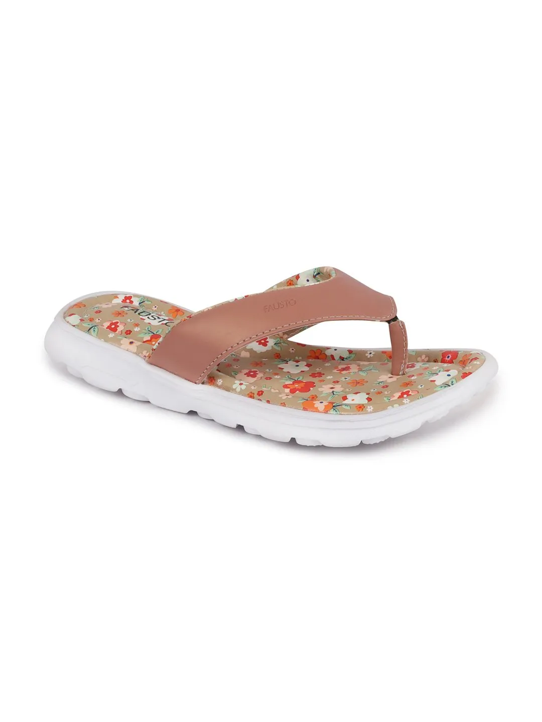 Women Pink Floral Slippers & Flip Flops