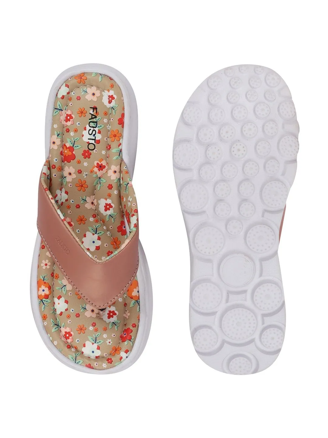 Women Pink Floral Slippers & Flip Flops