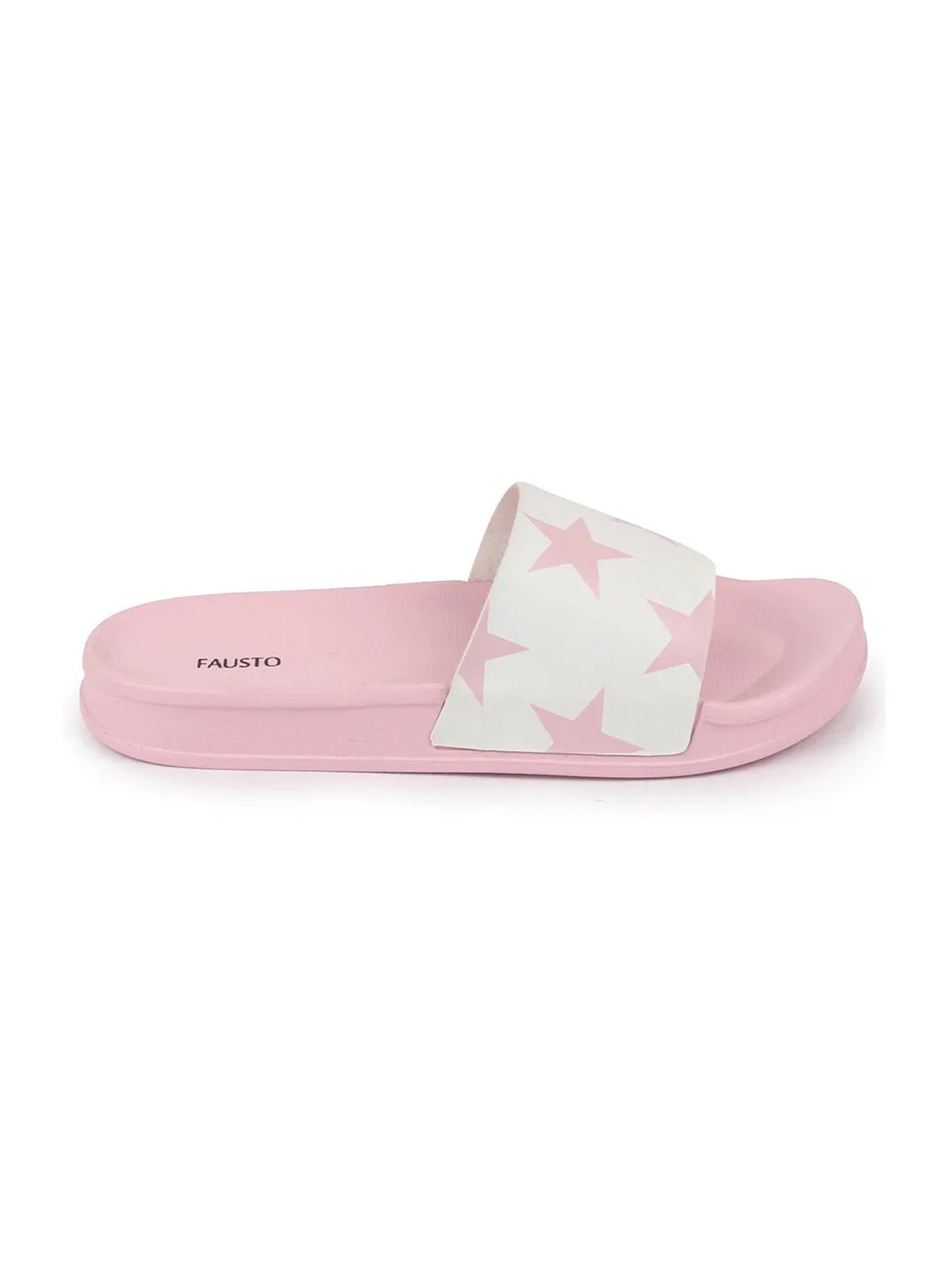 Women Pink/White Outdoor Slider Flip Flops