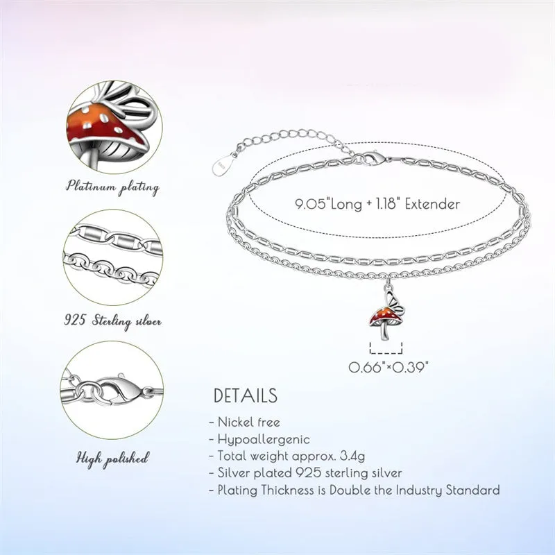 Womens Anklet 925 Sterling Silver  Layered Anklet Bracelet Dainty Beaded Chain Anklet Adjustable 11 Anklet for Women