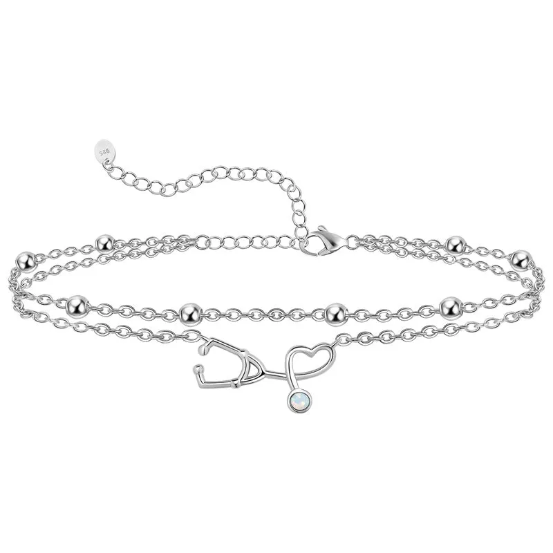 Womens Anklet 925 Sterling Silver  Layered Anklet Bracelet Dainty Beaded Chain Anklet Adjustable 11 Anklet for Women