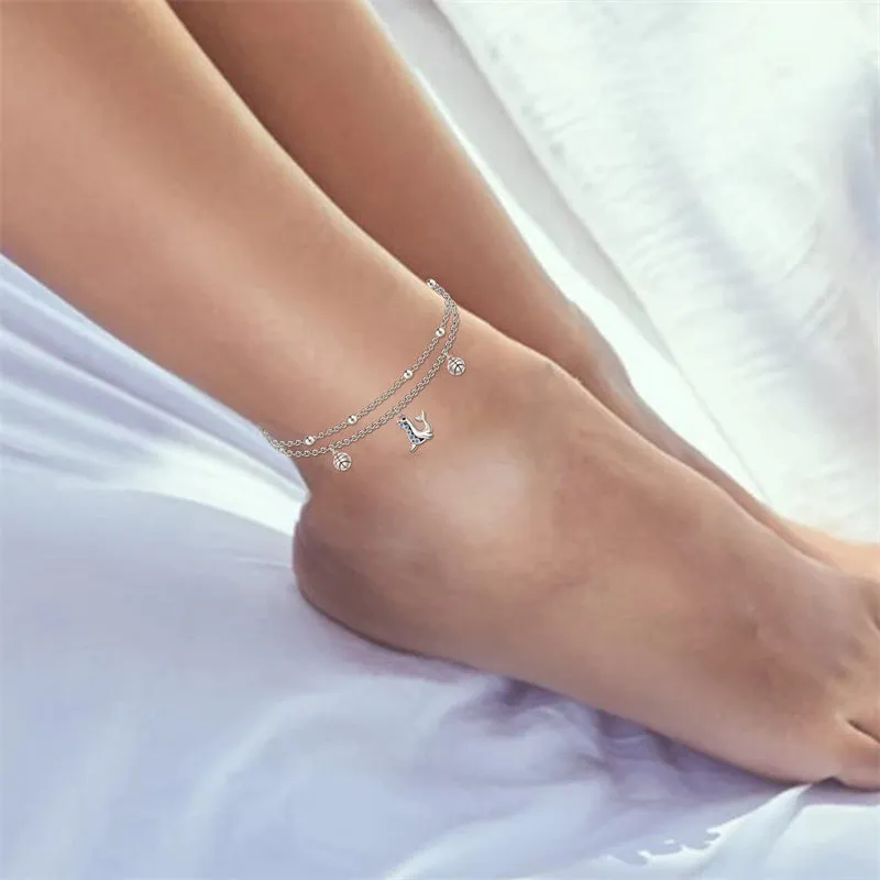 Womens Anklet 925 Sterling Silver  Layered Anklet Bracelet Dainty Beaded Chain Anklet Adjustable 11 Anklet for Women