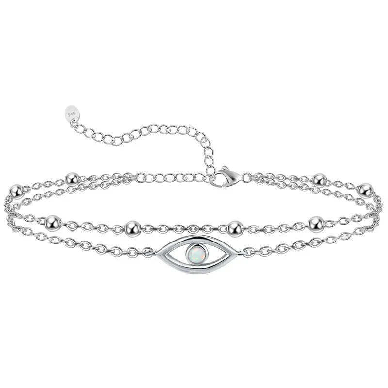 Womens Anklet 925 Sterling Silver  Layered Anklet Bracelet Dainty Beaded Chain Anklet Adjustable 11 Anklet for Women