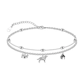 Womens Anklet 925 Sterling Silver  Layered Anklet Bracelet Dainty Beaded Chain Anklet Adjustable 11 Anklet for Women