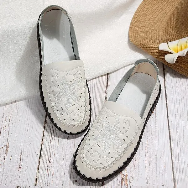 Women's Casual Embroidered Hollow Flat Shoes 66630550S