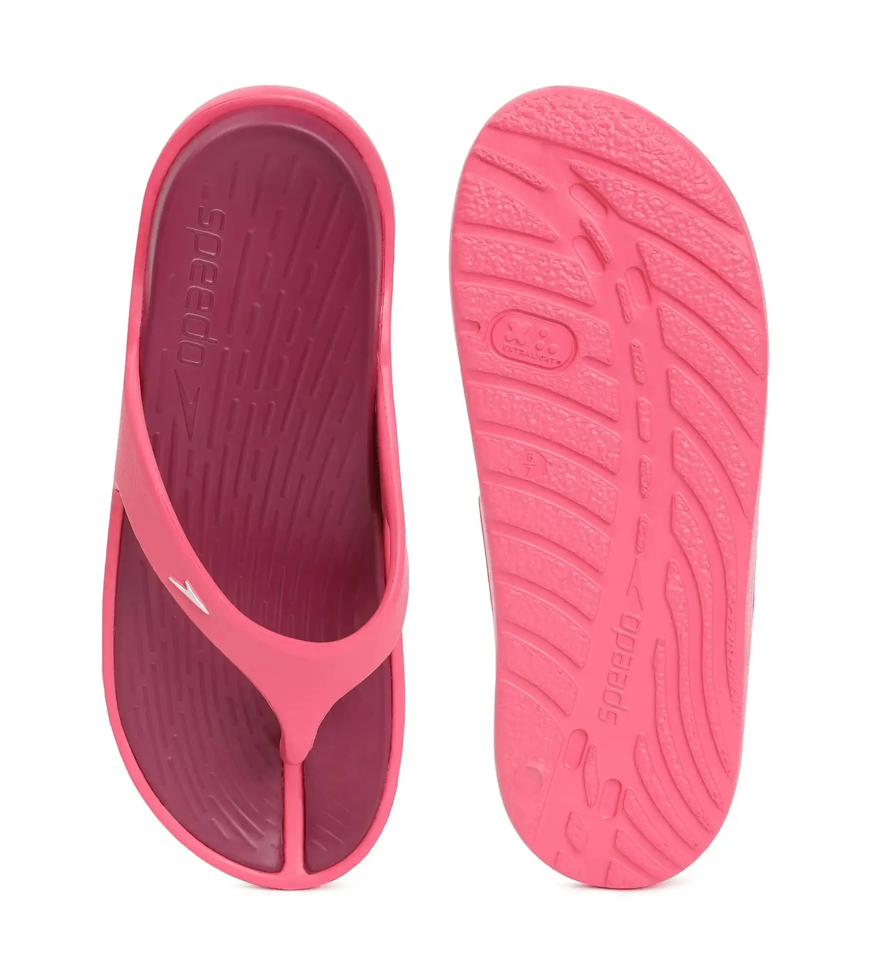 Women's Dual Colour Flip Flops - Deep Plum & Cinder Rose