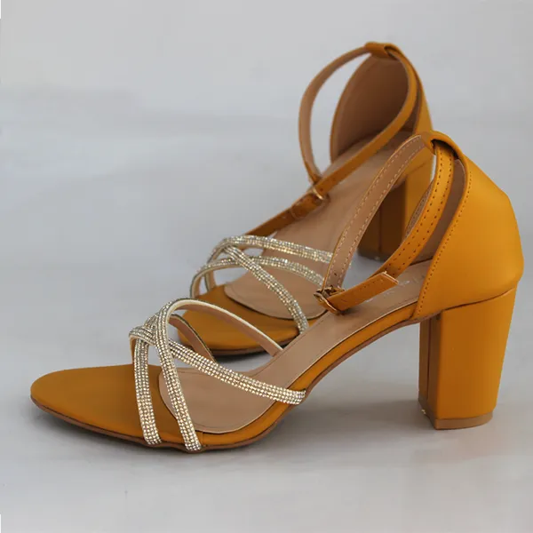 Yellow Block Heel Sandal for women