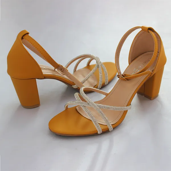 Yellow Block Heel Sandal for women